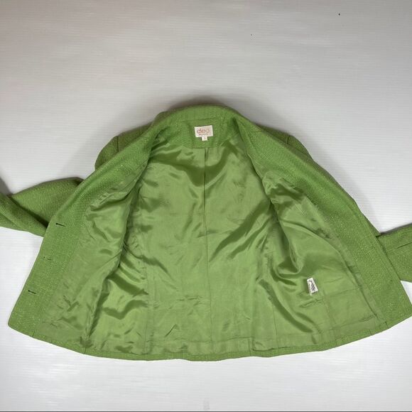 Cleo Petite Blazer Lime Green Woven Lined Dry Clean Women's 2 - Picture 6 of 10